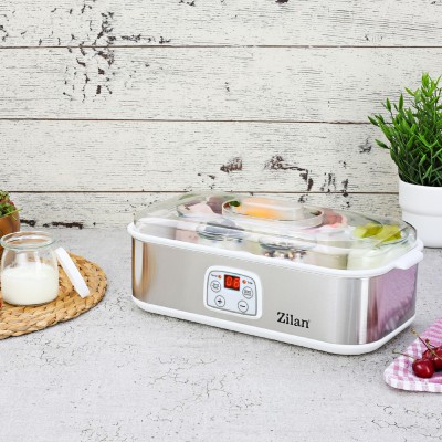Zilan ZLN6104 joghurtkészítő, 25 W, 1,4 liter kapacitás, 8db üvegedény, állítható hőmérséklet, időzítő, automatikus kikapcsolás
